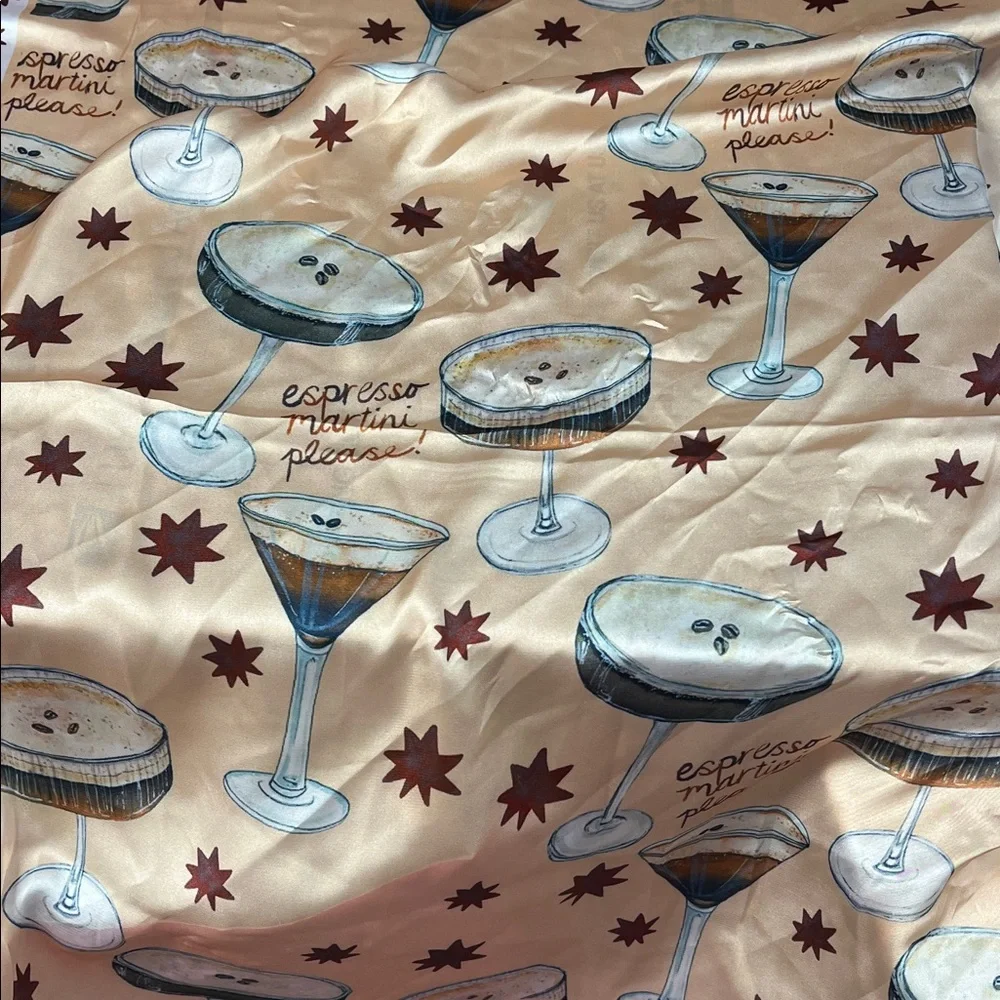 Anthropologie Nicki Ackerman Cocktail Party Themed Espresso Martini Please Scarf